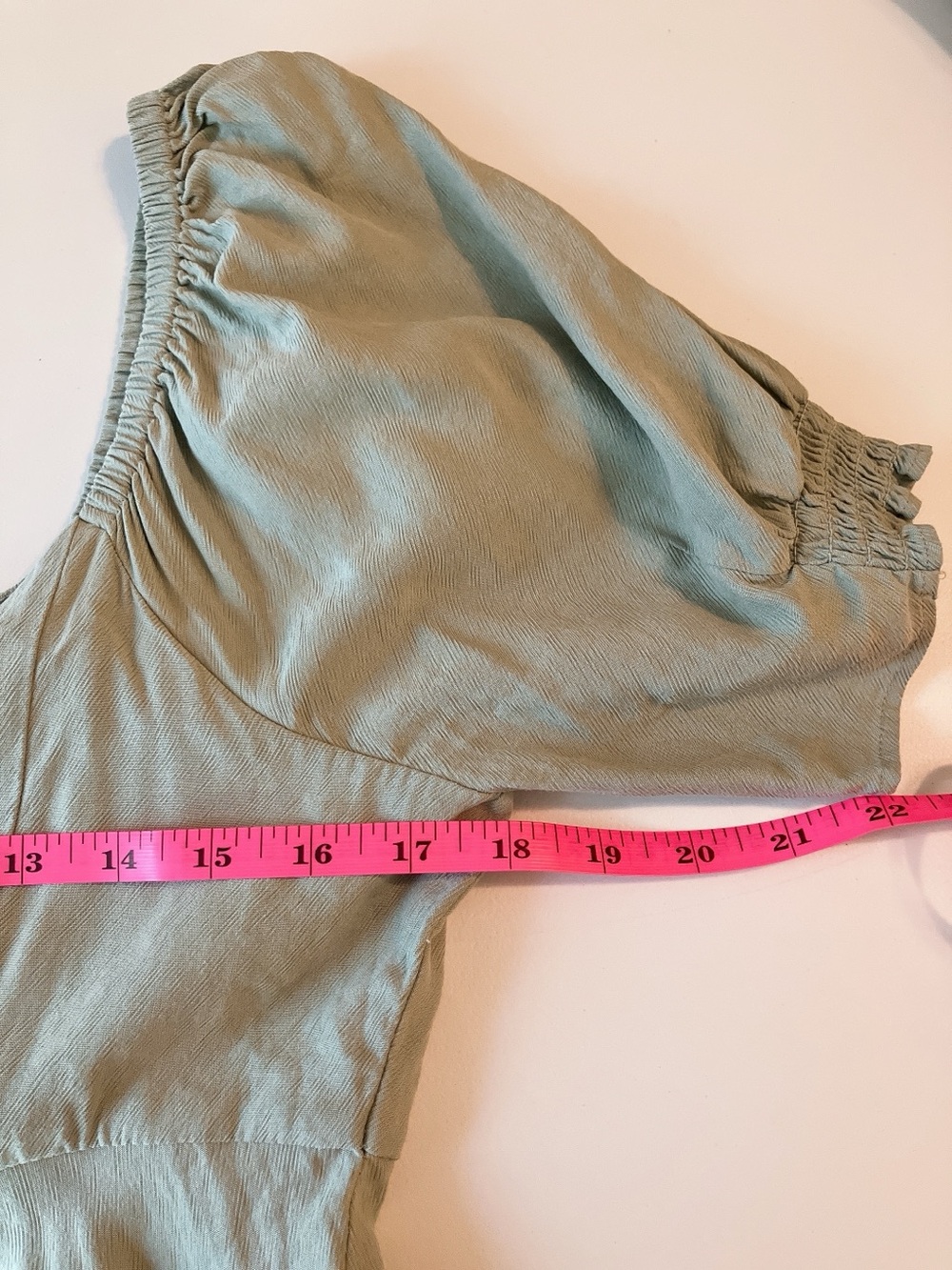 Madewell Sweetheart Neckline Puff-Sleeve Dress Earthy Green Medium Size 8 EUC - Picture 9 of 13